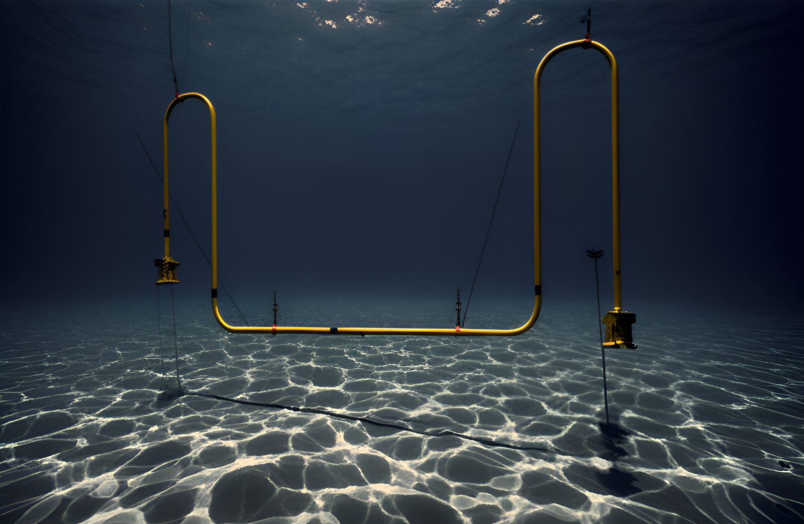 Rendering of an M-shape subsea jumper on the seabed